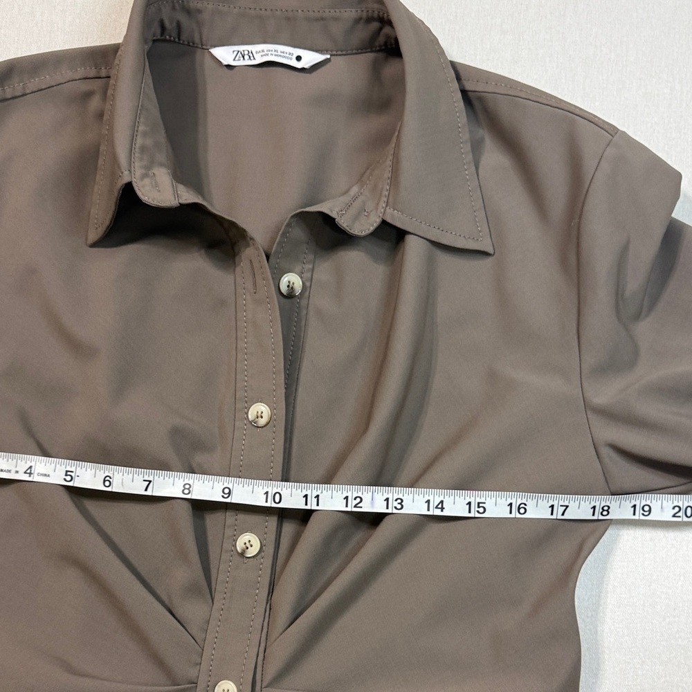 Zara Brown Long Sleeve Dress with Button Detail - Picture 7 of 11